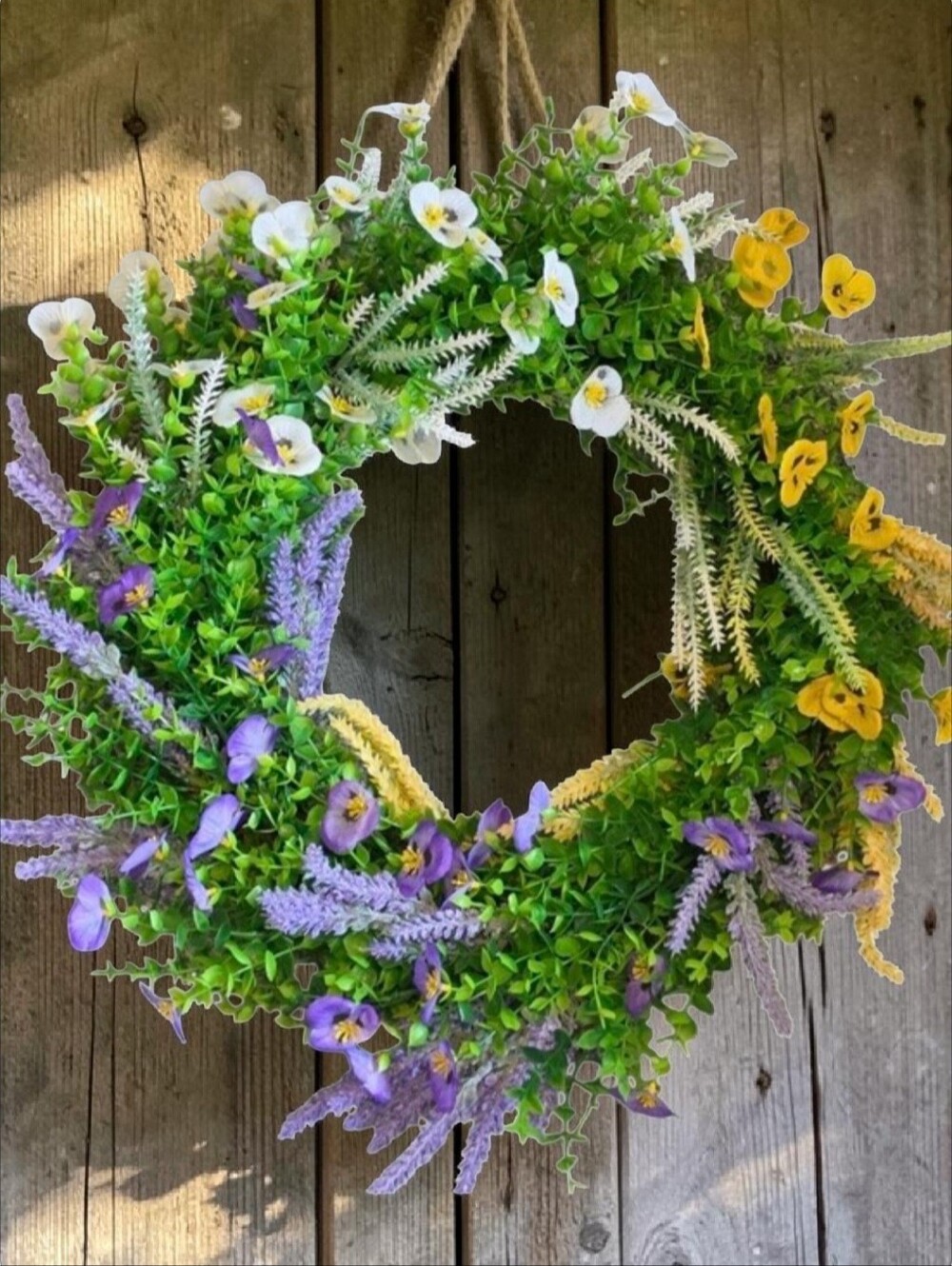 Spring Lavender & Yellow Floral Wreath by taralynnboutik